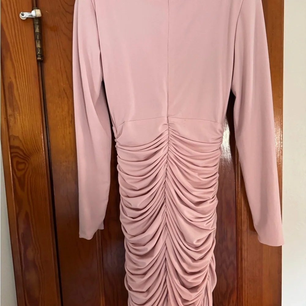 House of CB Blush Pink Gigiana Plunge Ruched Mini Dress - Picture 4 of 7